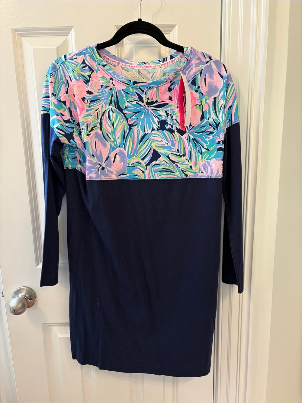 Lilly Pulitzer Blue Dress with Pink, Aqua & Navy Floral Print